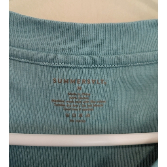 Summersalt Blue Green Button Neck Henley Cotton Top Size Medium - Picture 2 of 4